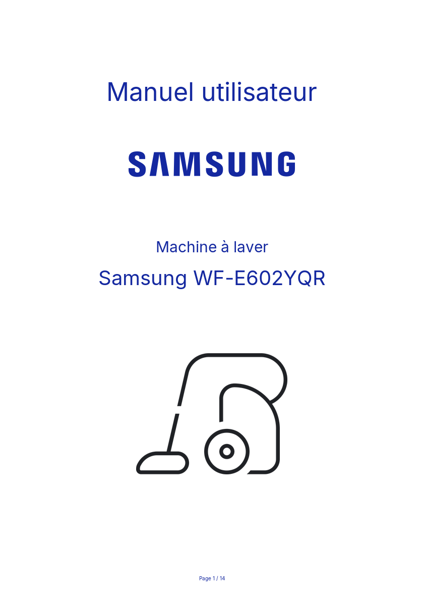 Page n°1 - Manuel utilisateur Samsung WF-E602YQR