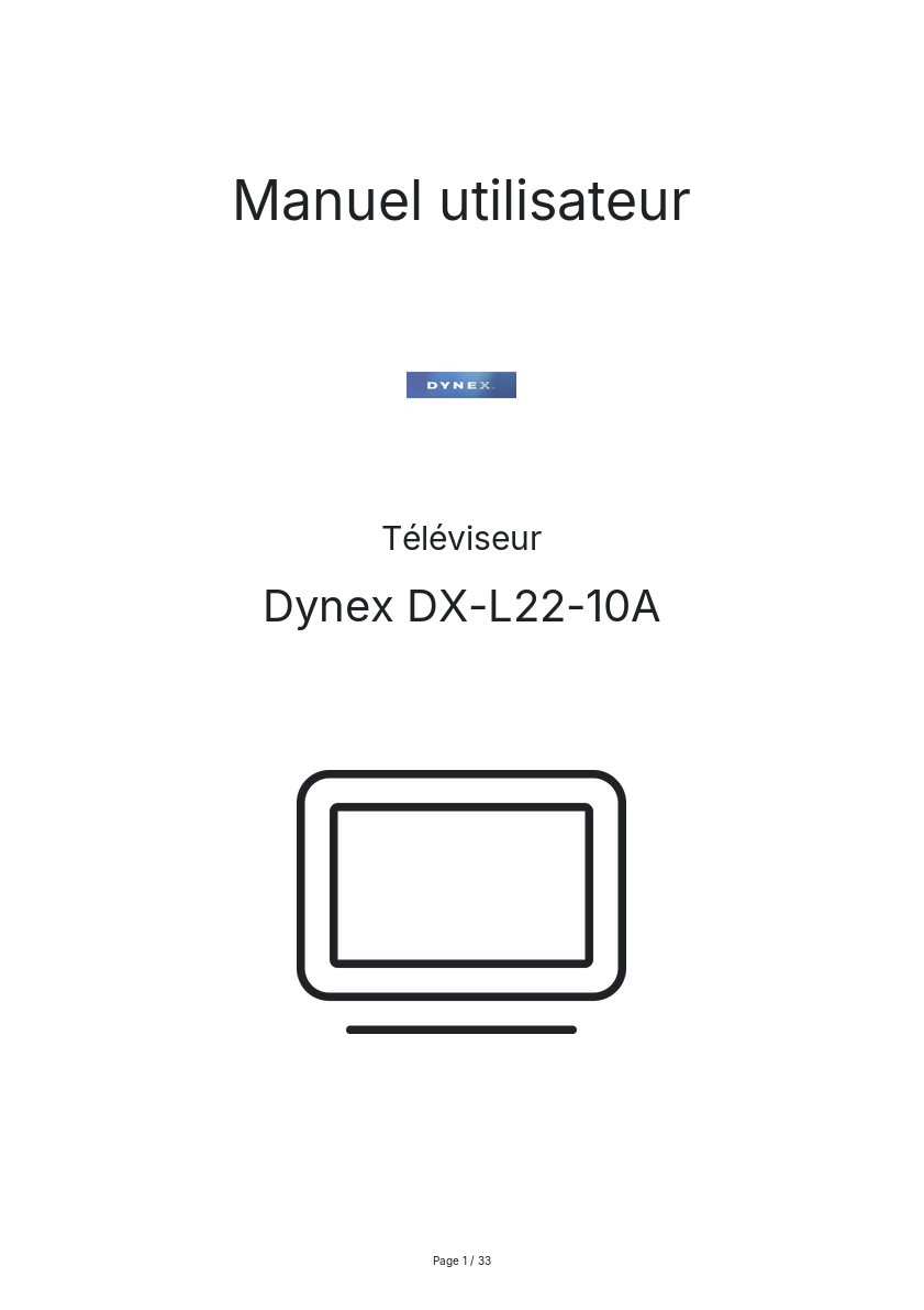 Page n°1 - Manuel utilisateur Dynex DX-L22-10A