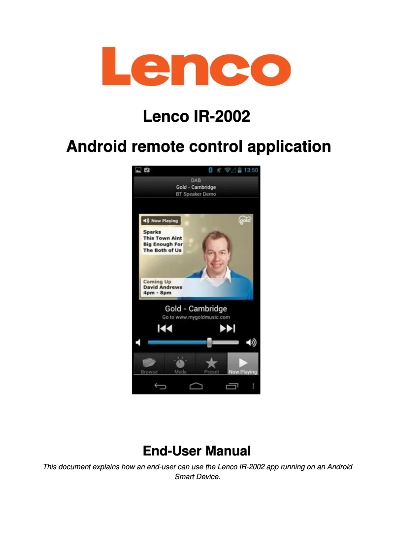 Page 1 de la notice Manuel utilisateur Lenco IR-2002 Android