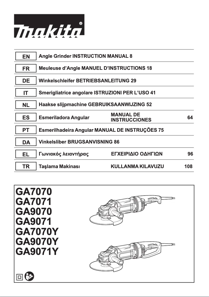 Page n°1 - Manuel utilisateur Makita GA7071X1