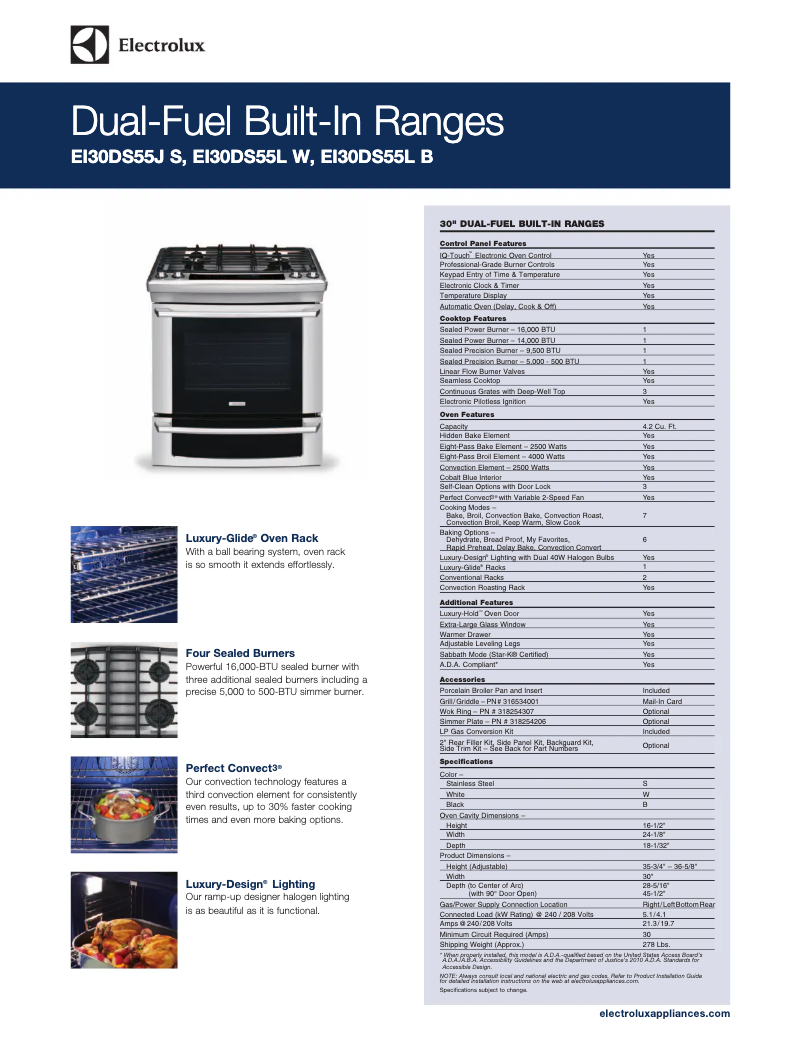 Page n°1 - Fiche technique Electrolux EI30DS55LB