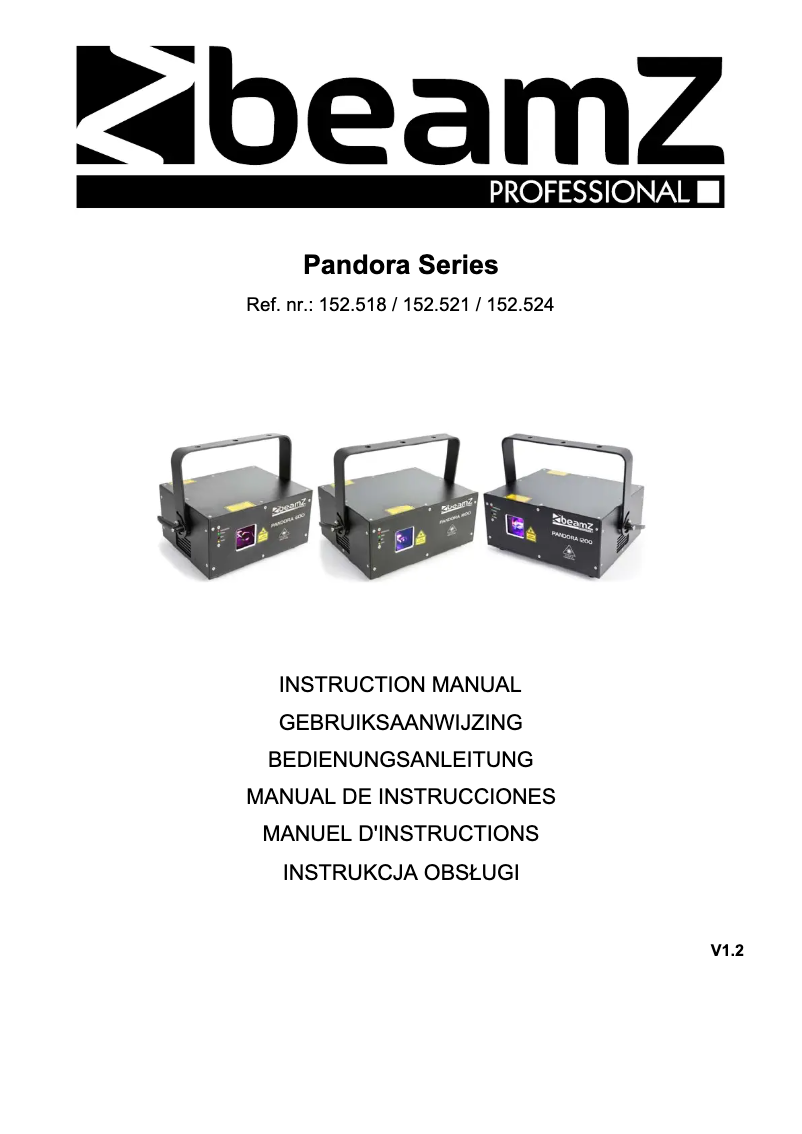 Page 1 de la notice Manuel utilisateur BeamZ Pandora 1600