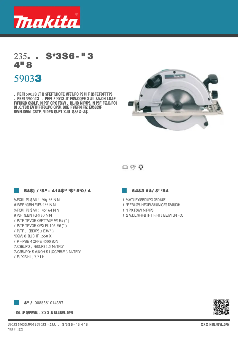 Page 1 de la notice Fiche technique Makita 5903R