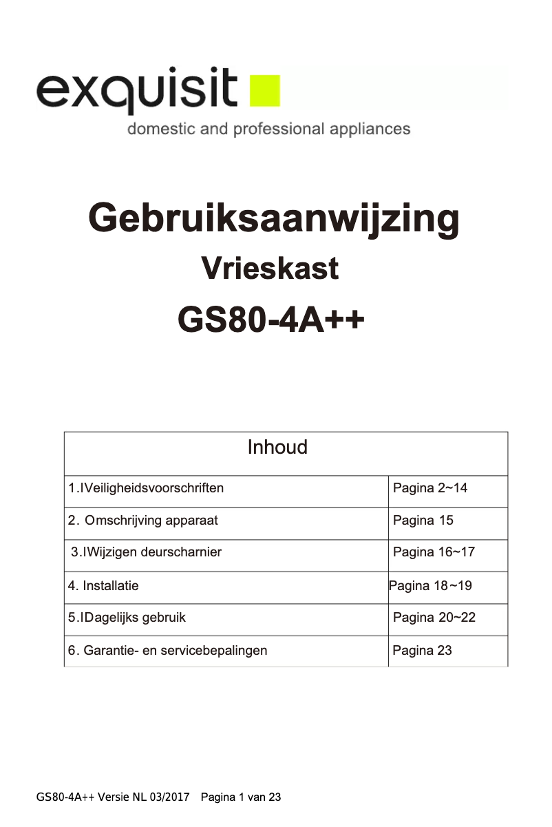 Página 1 del manual Manual de usuario Exquisit GS80-4A++