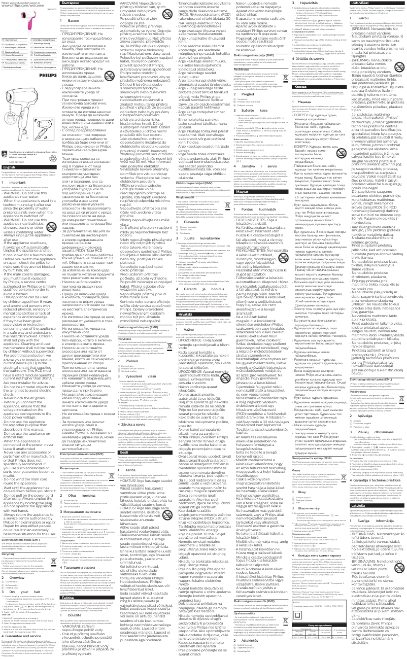 Image de la première page du manuel de l'appareil DryCare Essential BHD003