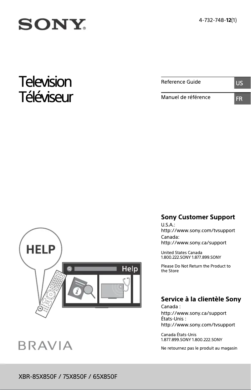 Page 1 de la notice Manuel utilisateur Sony Bravia XBR-65X850F