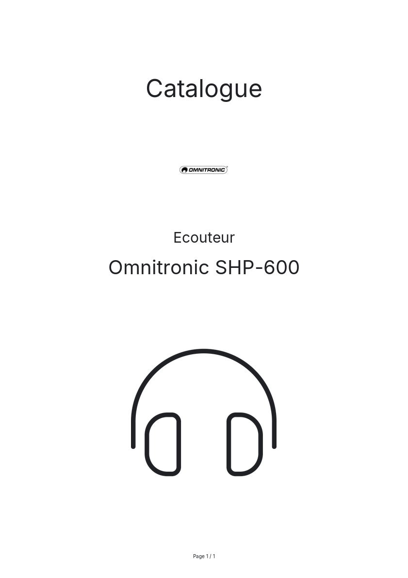 Page n°1 - Catalogue Omnitronic SHP-600