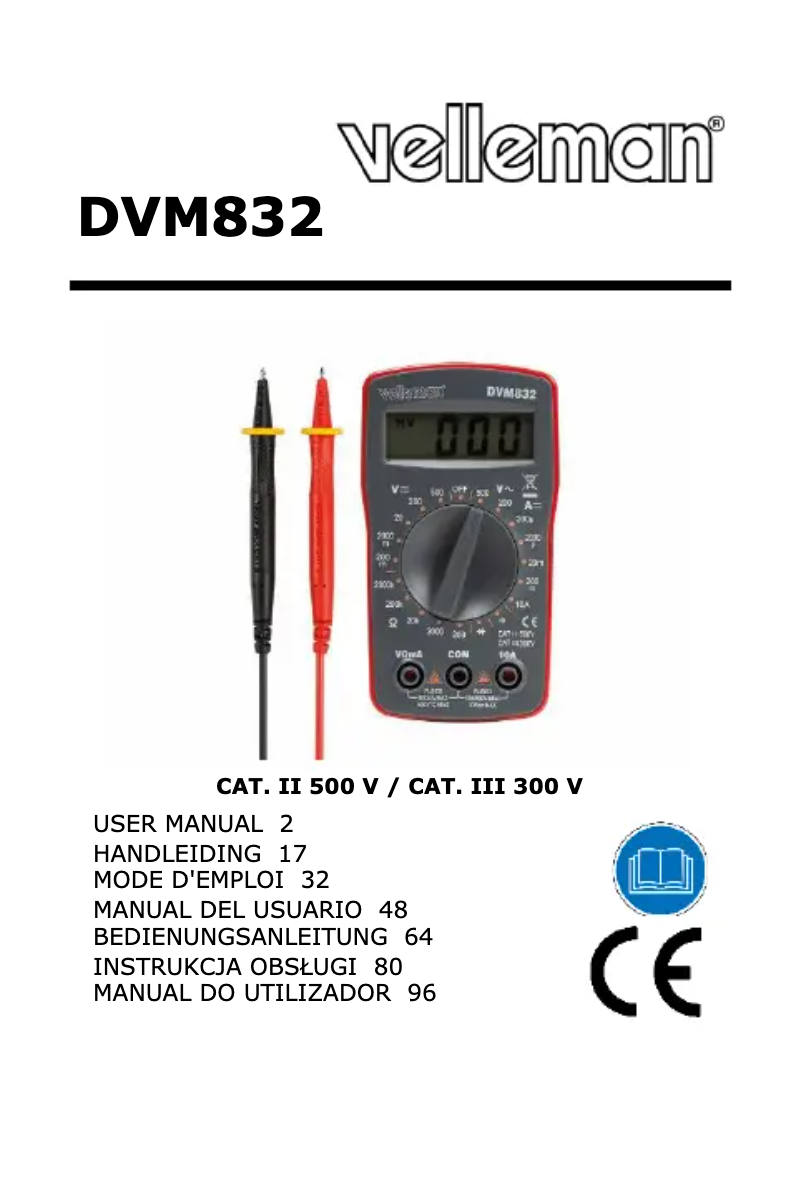 Page 1 de la notice Manuel utilisateur Velleman DVM832