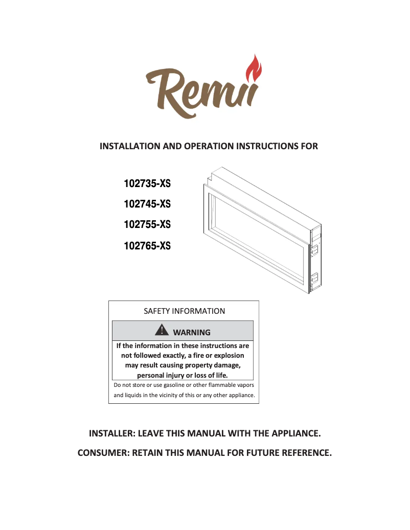 Page n°1 - Manuel utilisateur Remii 102755-XS