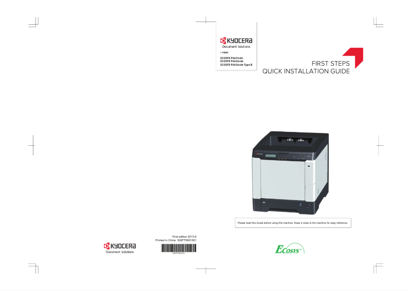 Page 1 de la notice Manuel utilisateur Kyocera Ecosys P6021cdn/KL3