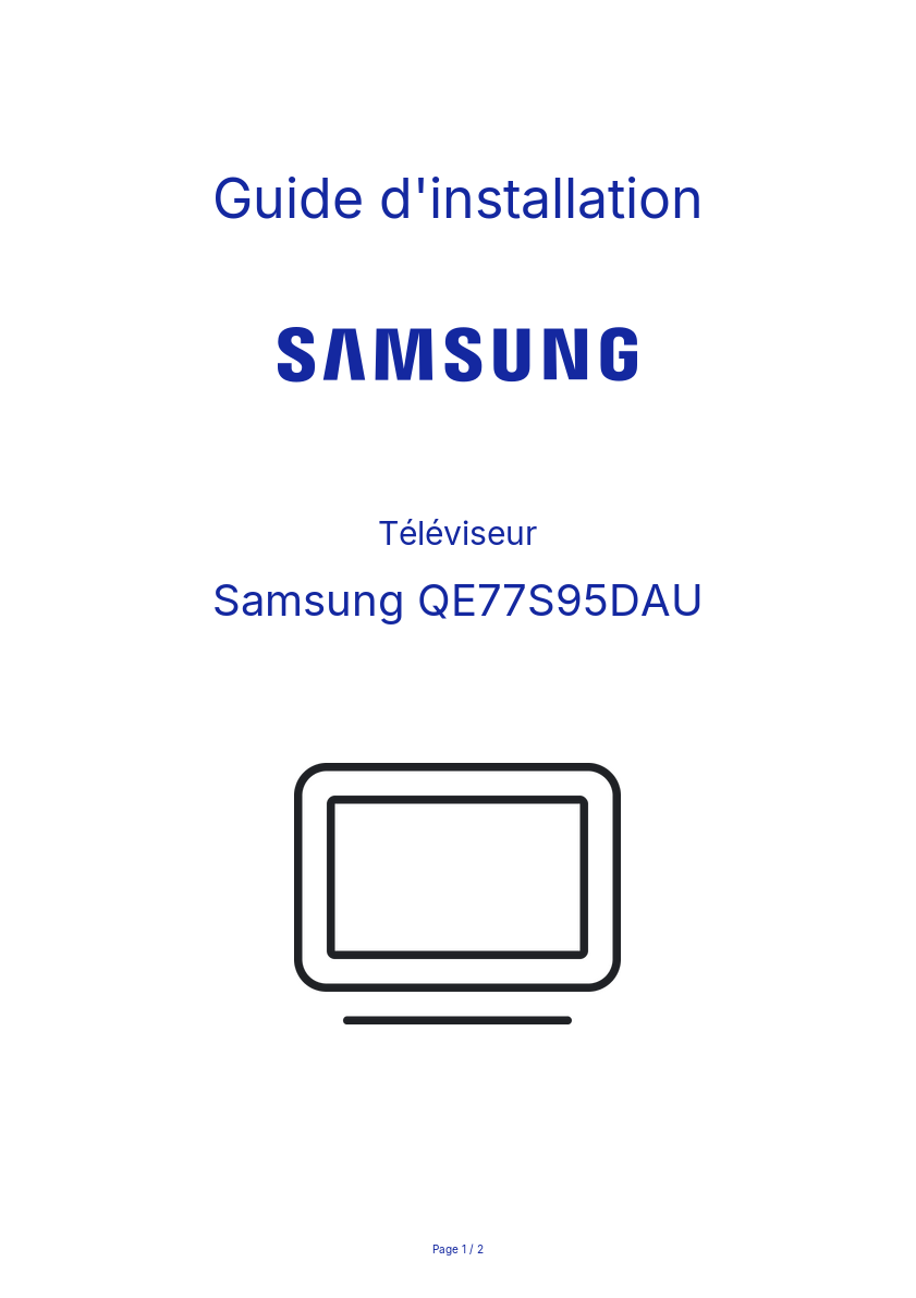 Page n°1 - Guide d'installation Samsung QE77S95DAU