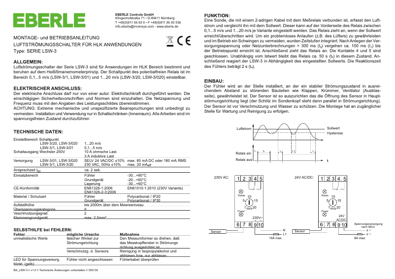 Page 1 de la notice Manuel utilisateur Eberle LSW-3