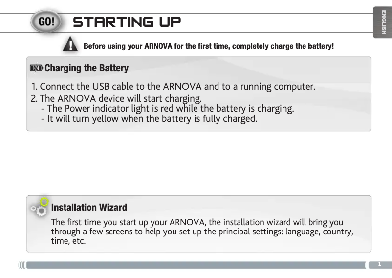 Page 1 de la notice Manuel utilisateur Archos Arnova G Book