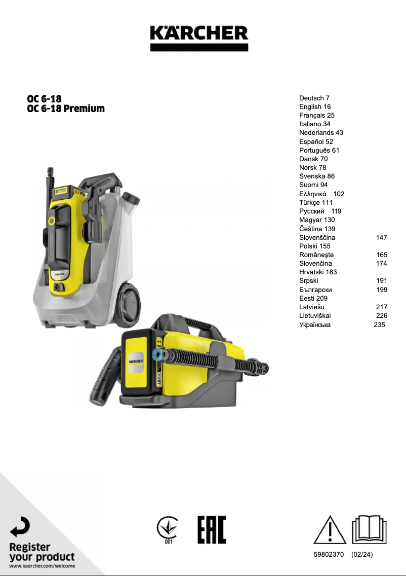 Page n°1 - Manuel utilisateur Kärcher OC 6-18