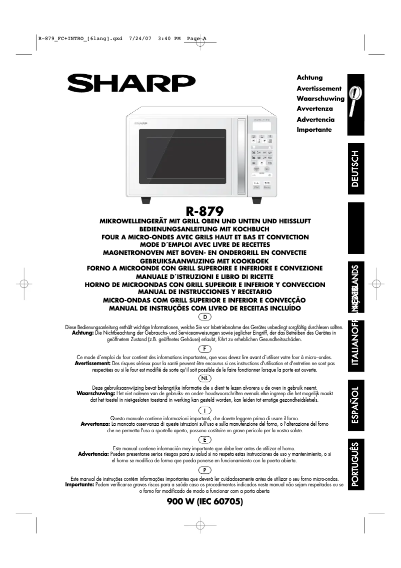 Page 1 de la notice Manuel utilisateur Sharp R-879W