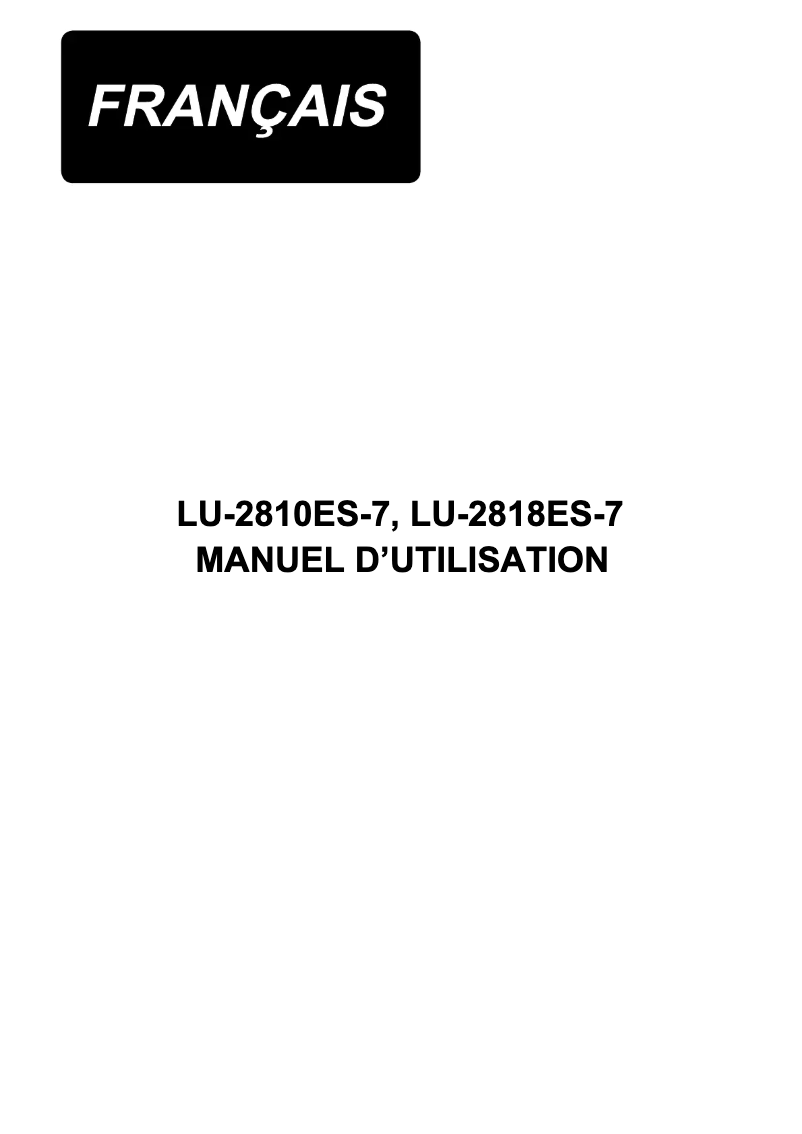 Page n°1 - Manuel utilisateur Juki LU-2818ES-7