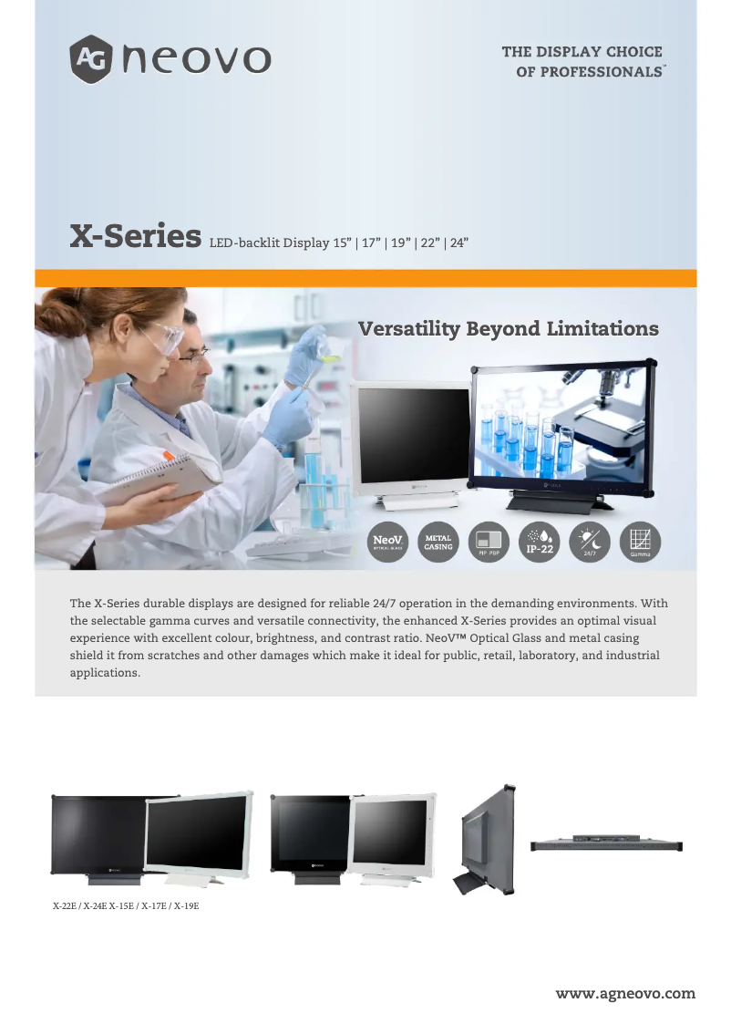 Page 1 de la notice Fiche technique AG Neovo X-17E
