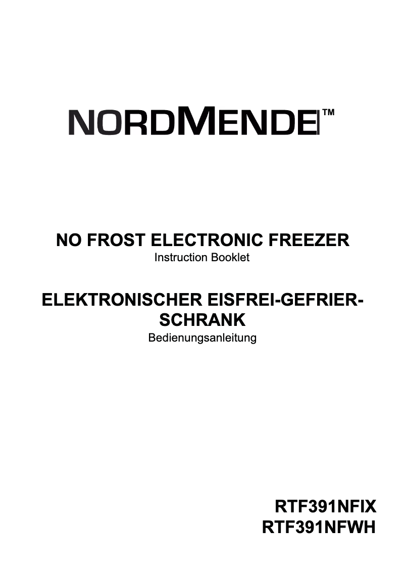 Page n°1 - Manuel utilisateur Nordmende RTF391NFIX