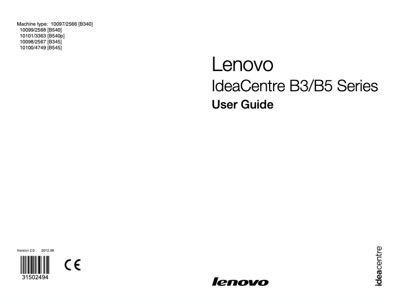 Page 1 de la notice Manuel utilisateur Lenovo IdeaCentre B340