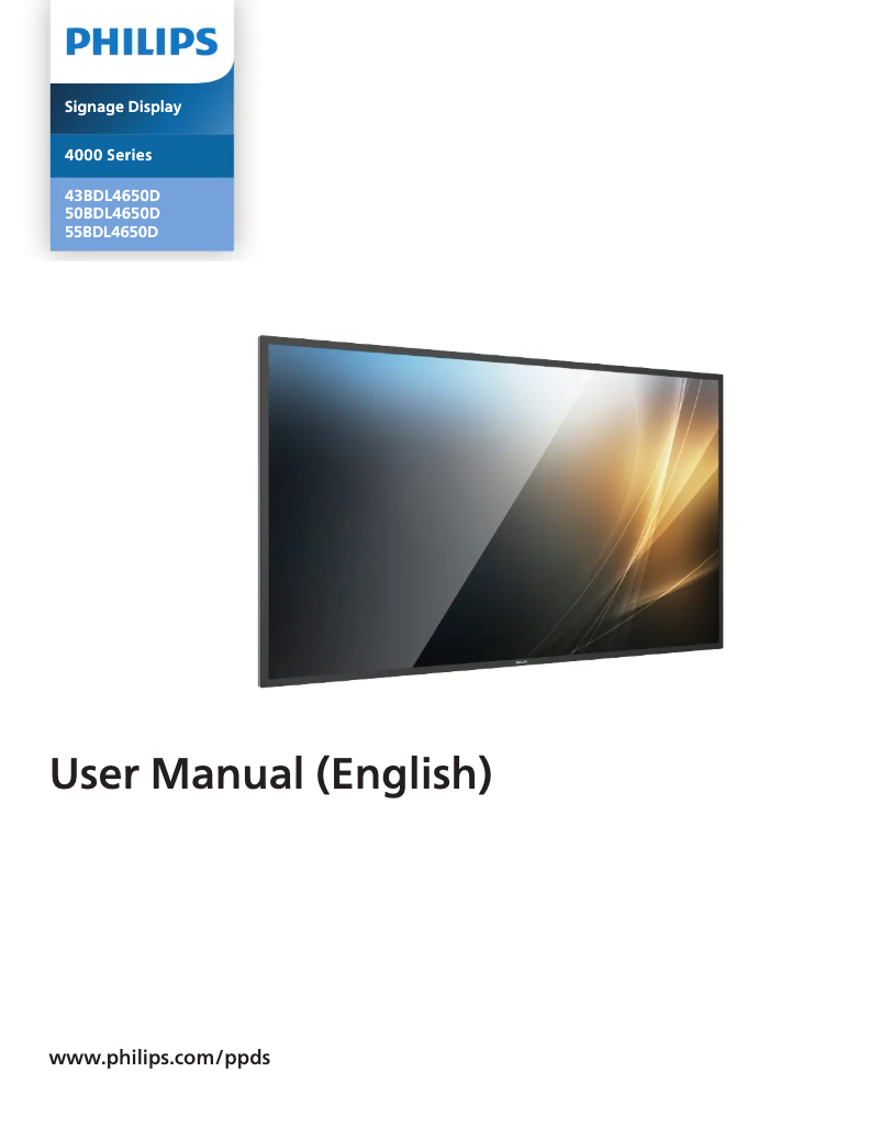 Page 1 of the manual User Manual Philips 43BDL4650D