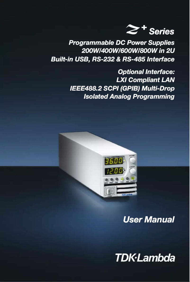 Page 1 de la notice Manuel utilisateur TDK-Lambda Z60-10