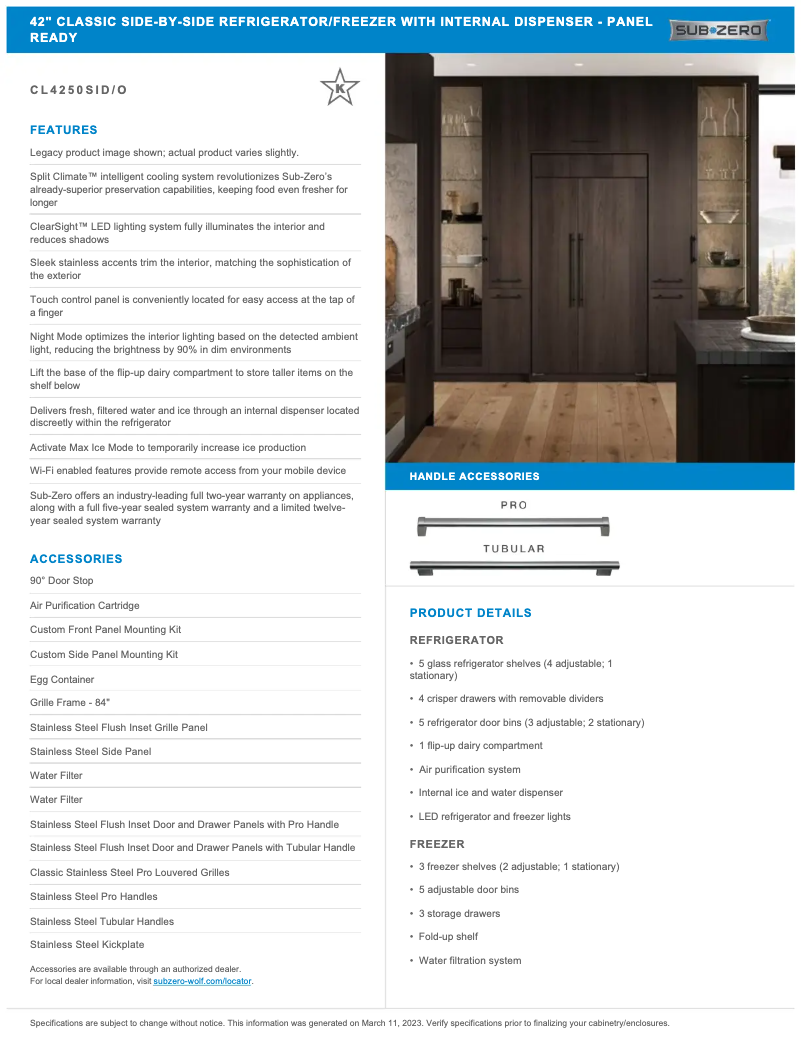 Page 1 de la notice Manuel utilisateur Sub-Zero CL4250SIO