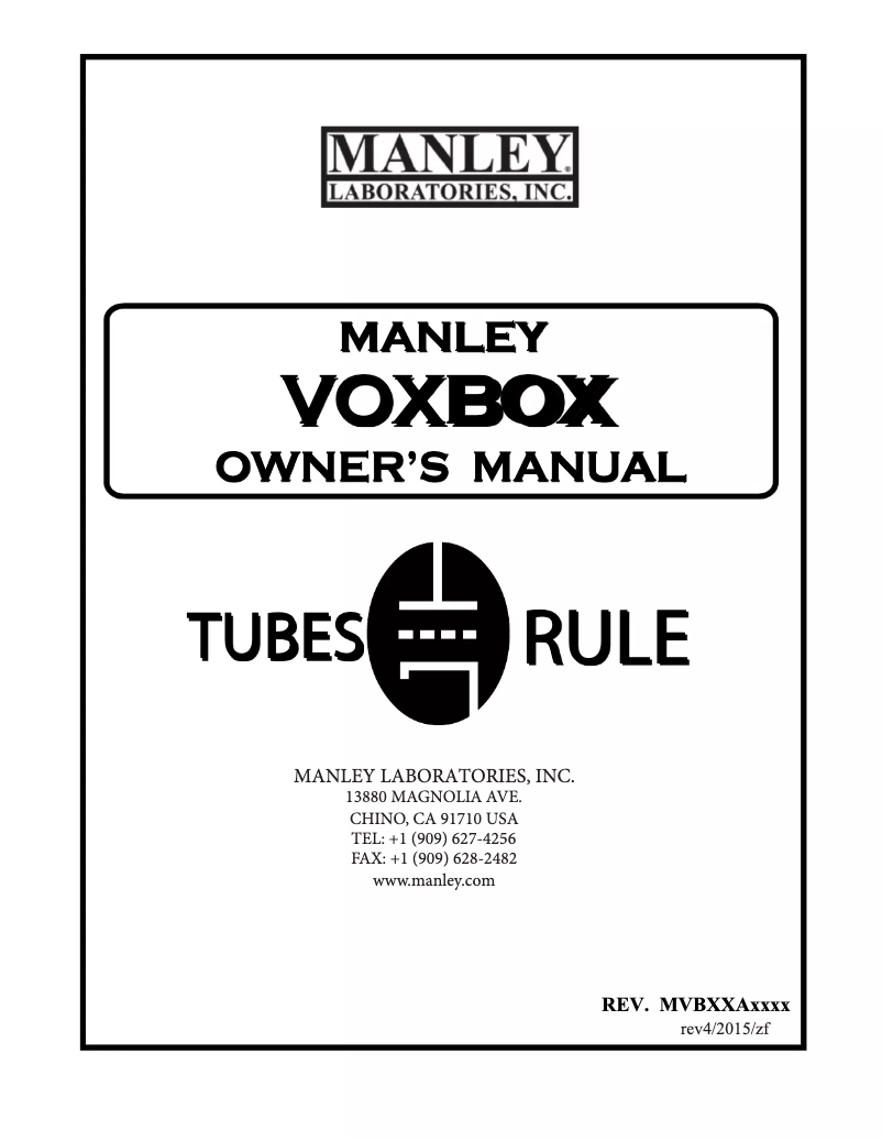 Page n°1 - Manuel utilisateur Manley VOXBOX