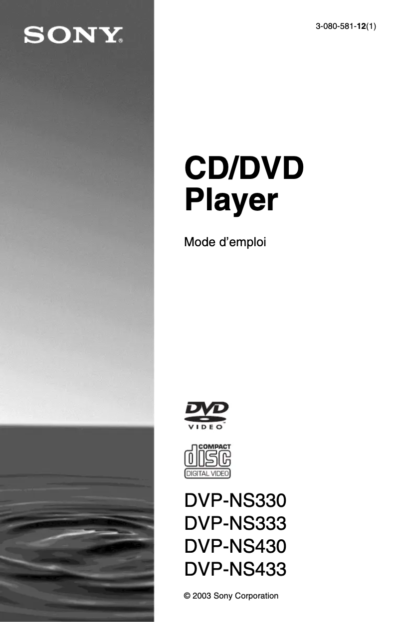 Page n°1 - Manuel utilisateur Sony DVP-NS430