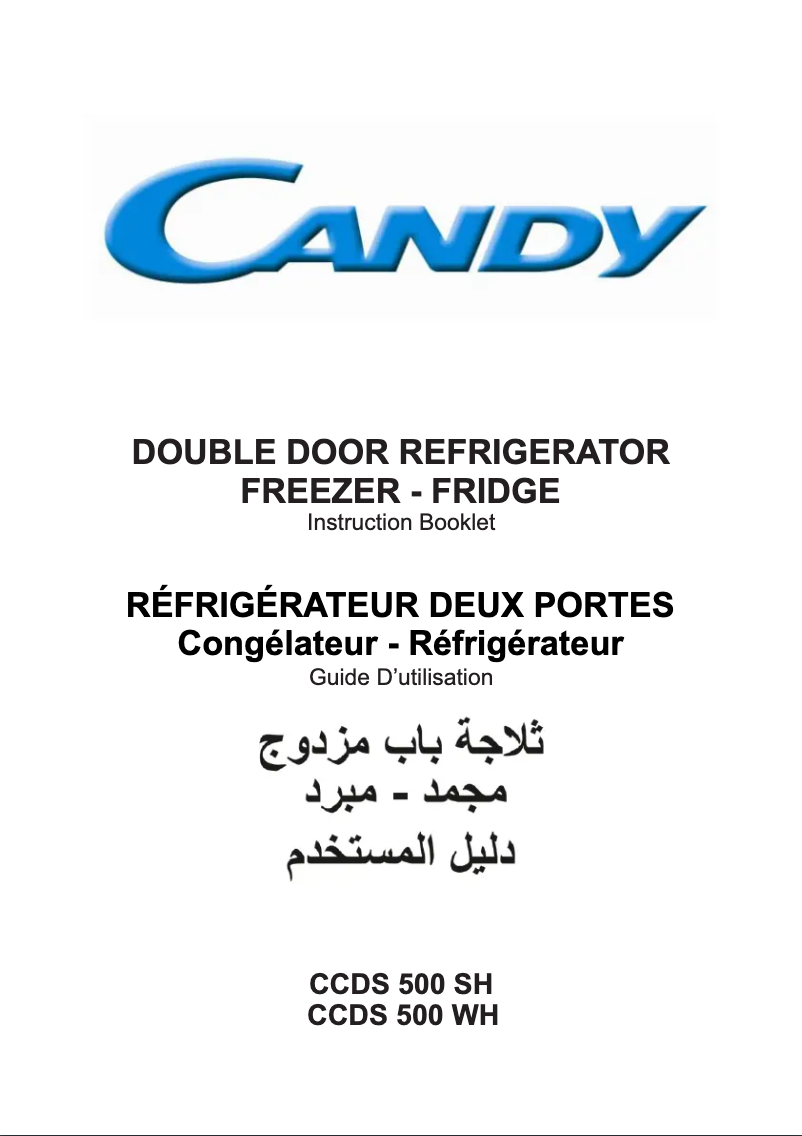 Page n°1 - Manuel utilisateur Candy CCDS 500 SH
