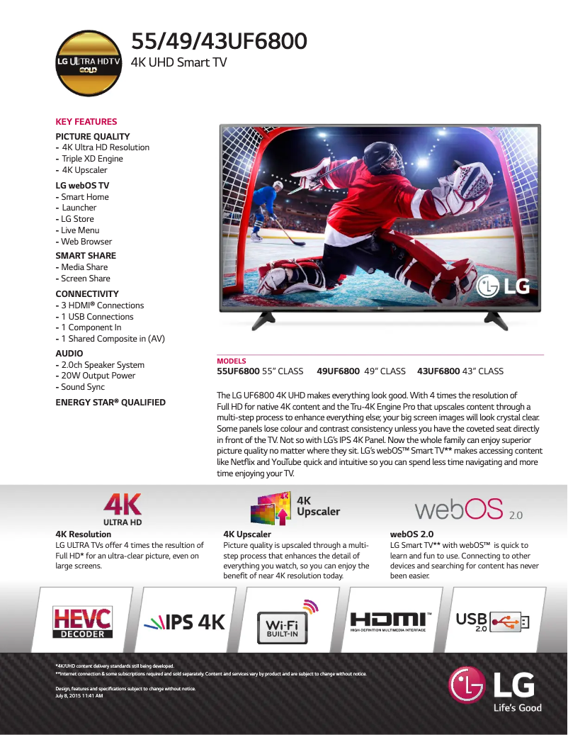 Page n°1 - Fiche technique LG 49UF6800