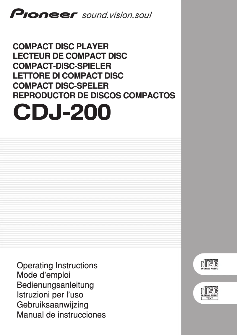 Page 1 de la notice Manuel utilisateur Pioneer CDJ-200