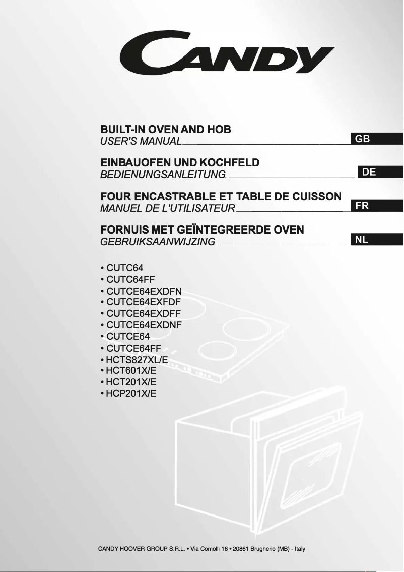 Page 1 de la notice Manuel utilisateur Candy HCTS827XL/E