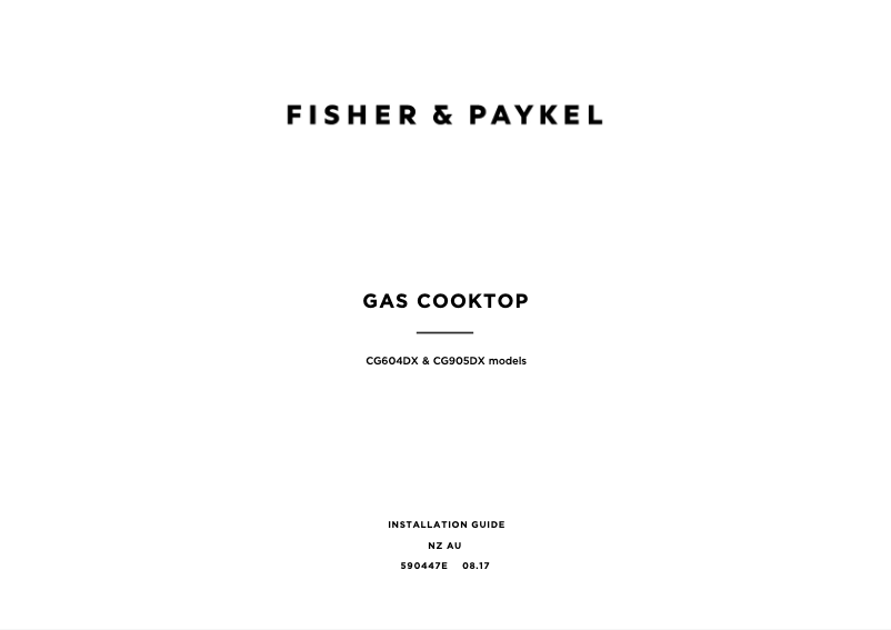 Page 1 de la notice Guide d'installation Fisher & Paykel CG604DX1