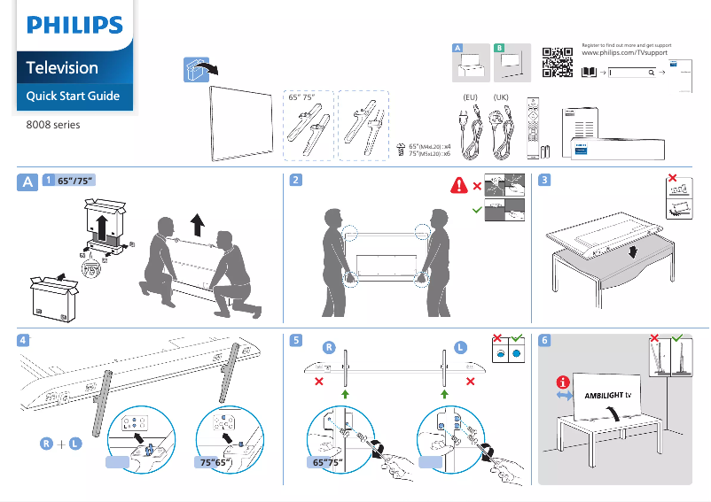Page n°1 - Guide de démarrage rapide Philips 65PUS8008