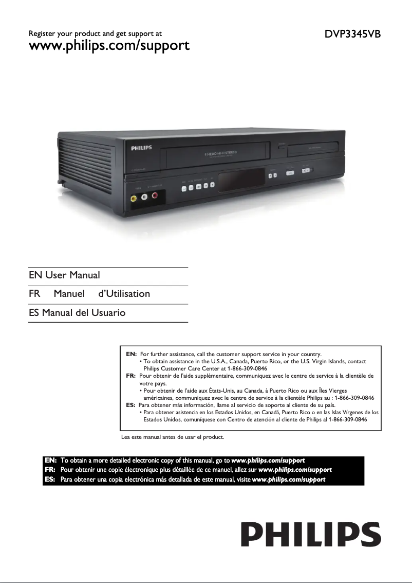Imagen de la primera página del manual del dispositivo DVP3345VB
