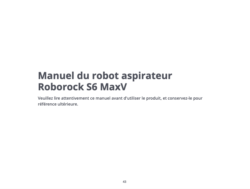 Page n°1 - Manuel utilisateur Roborock S6 MaxV