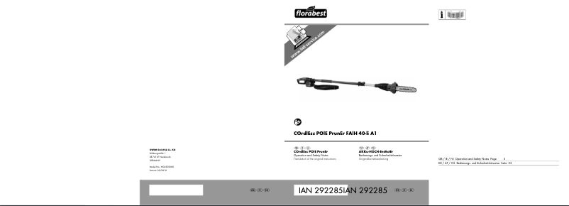 Image de la première page du manuel de l'appareil FALH 40-Li A1