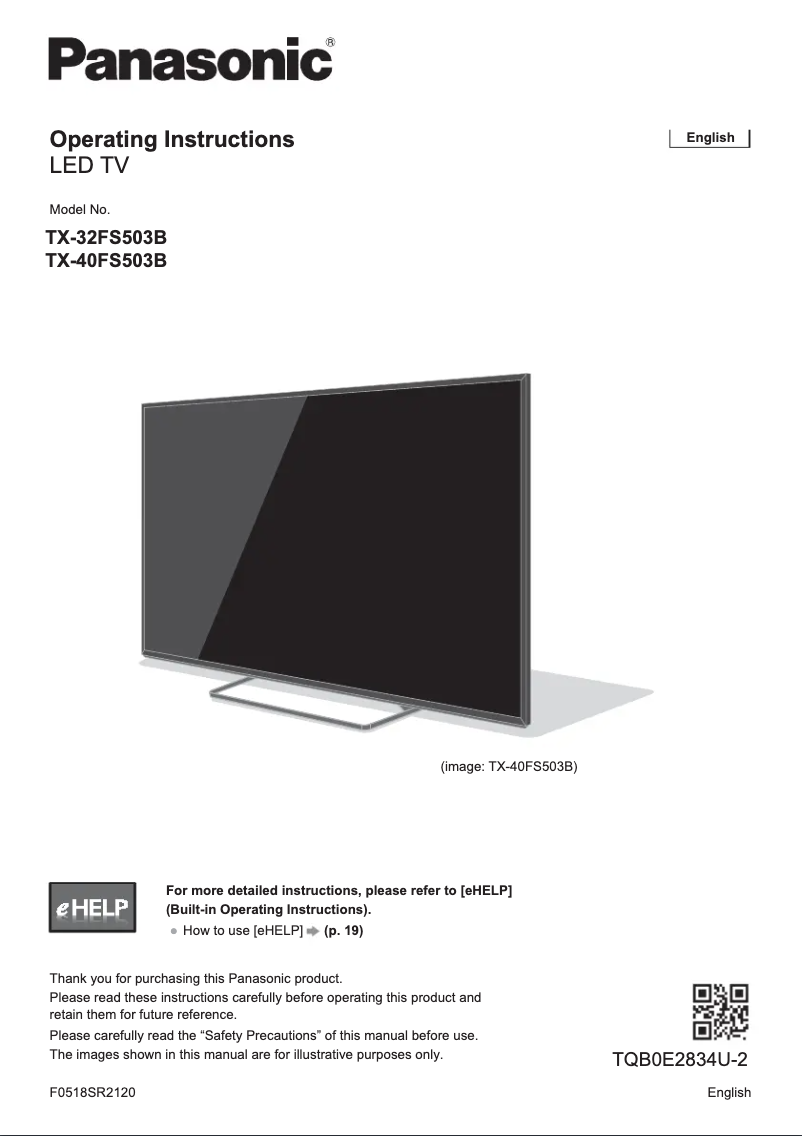 Page 1 of the manual Quick Start Guide Panasonic TX-32FS503B