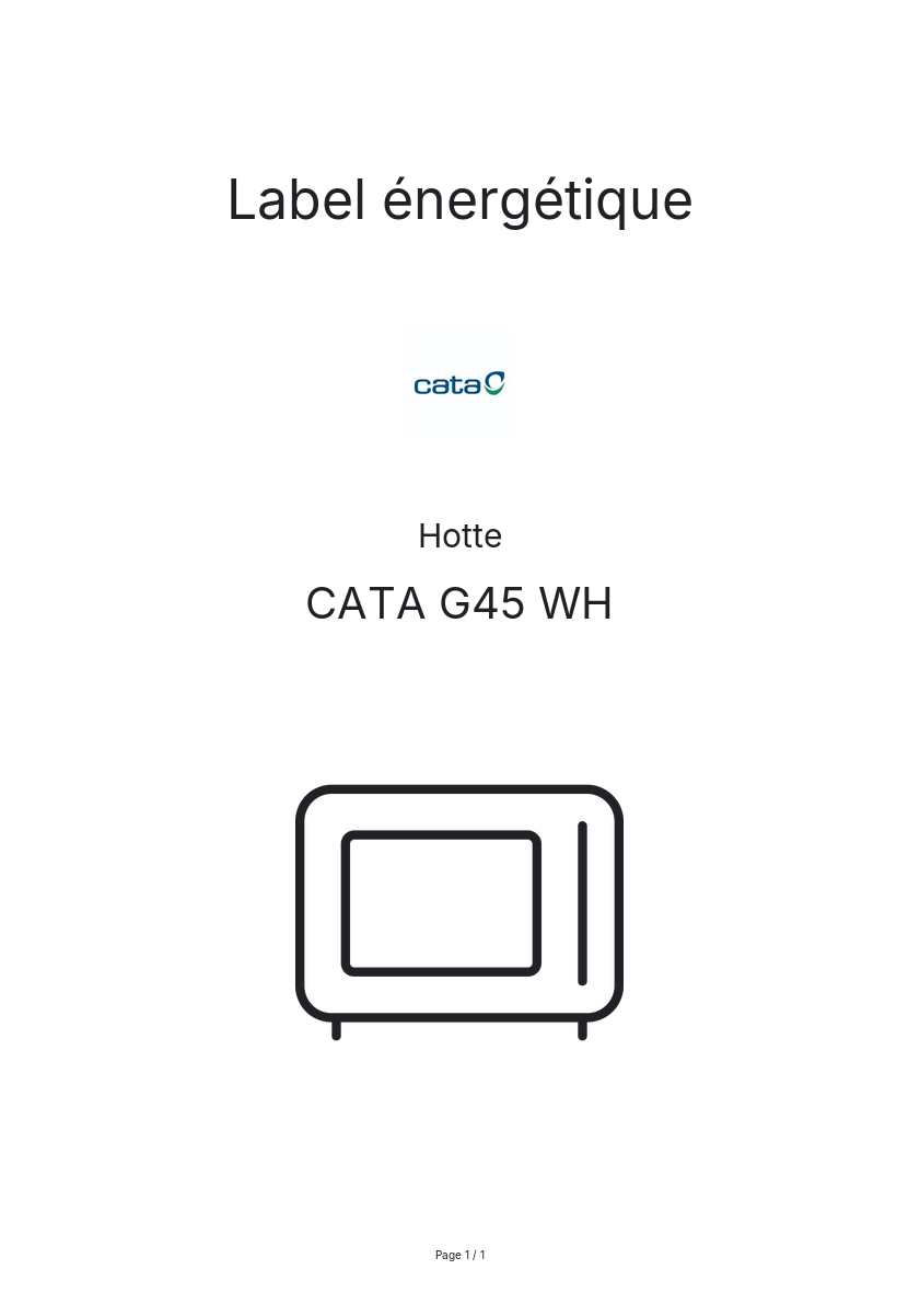 Page n°1 - Label énergétique CATA G45 WH