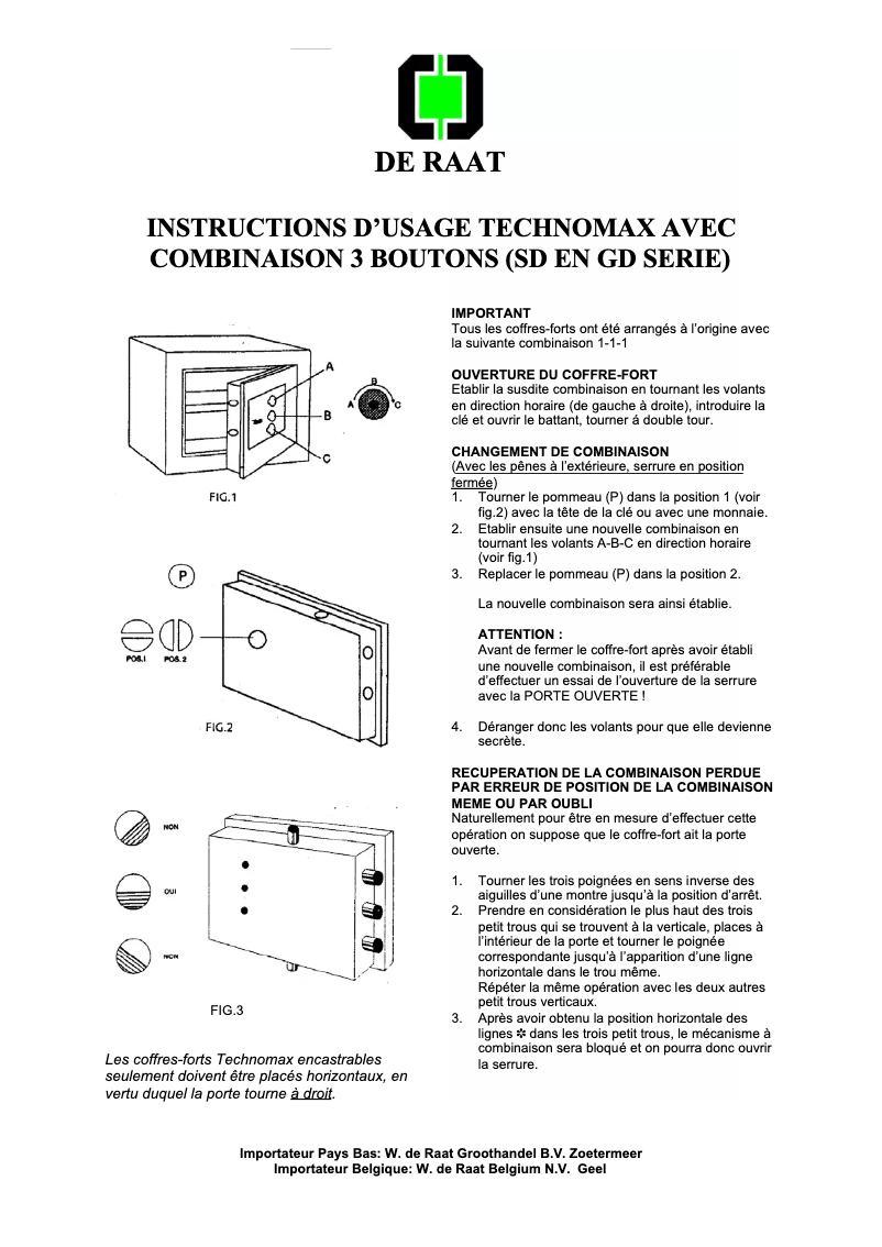Page n°1 - Manuel utilisateur Technomax GD