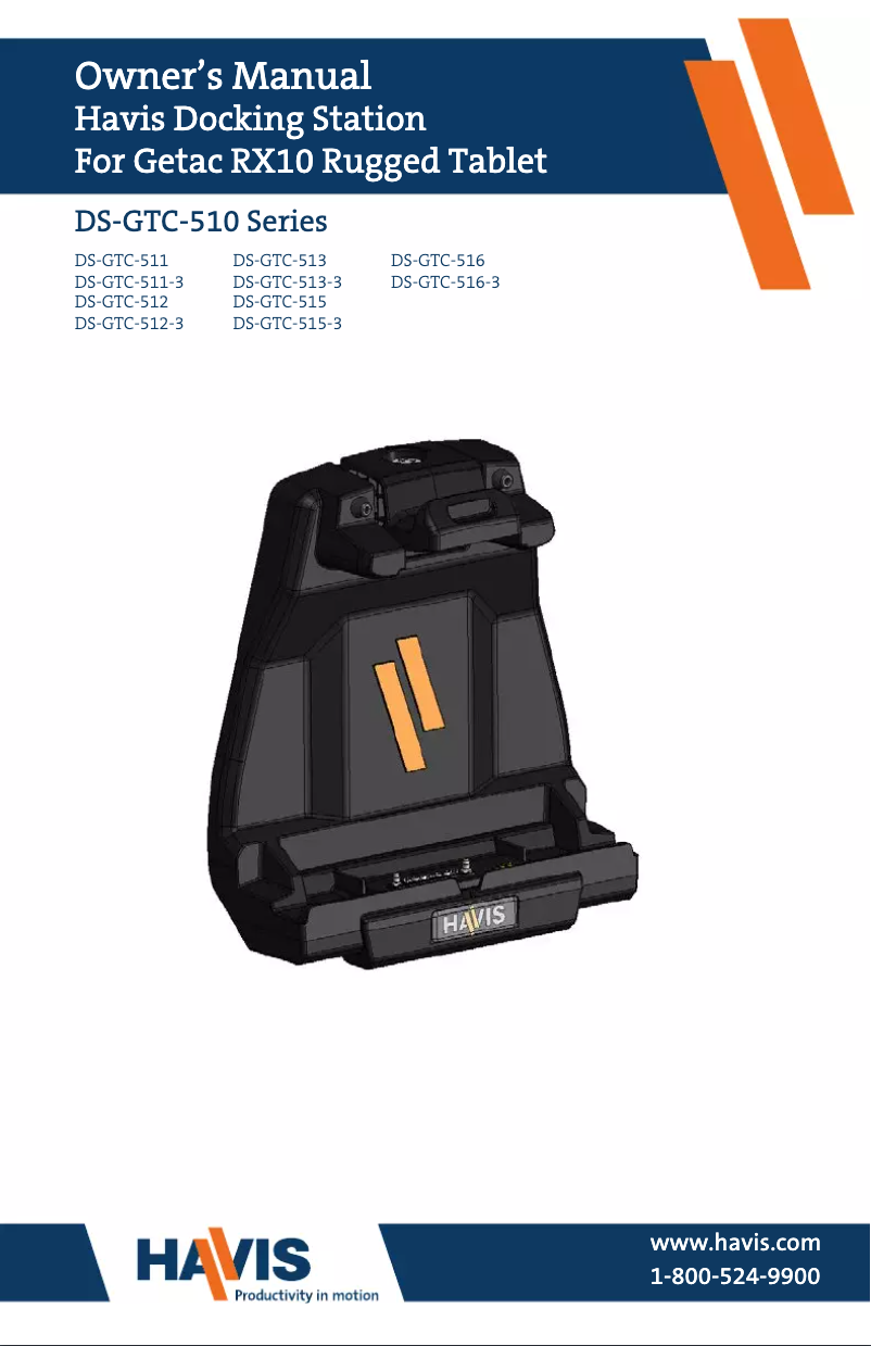 Page n°1 - Manuel utilisateur Havis DS-GTC-515-3