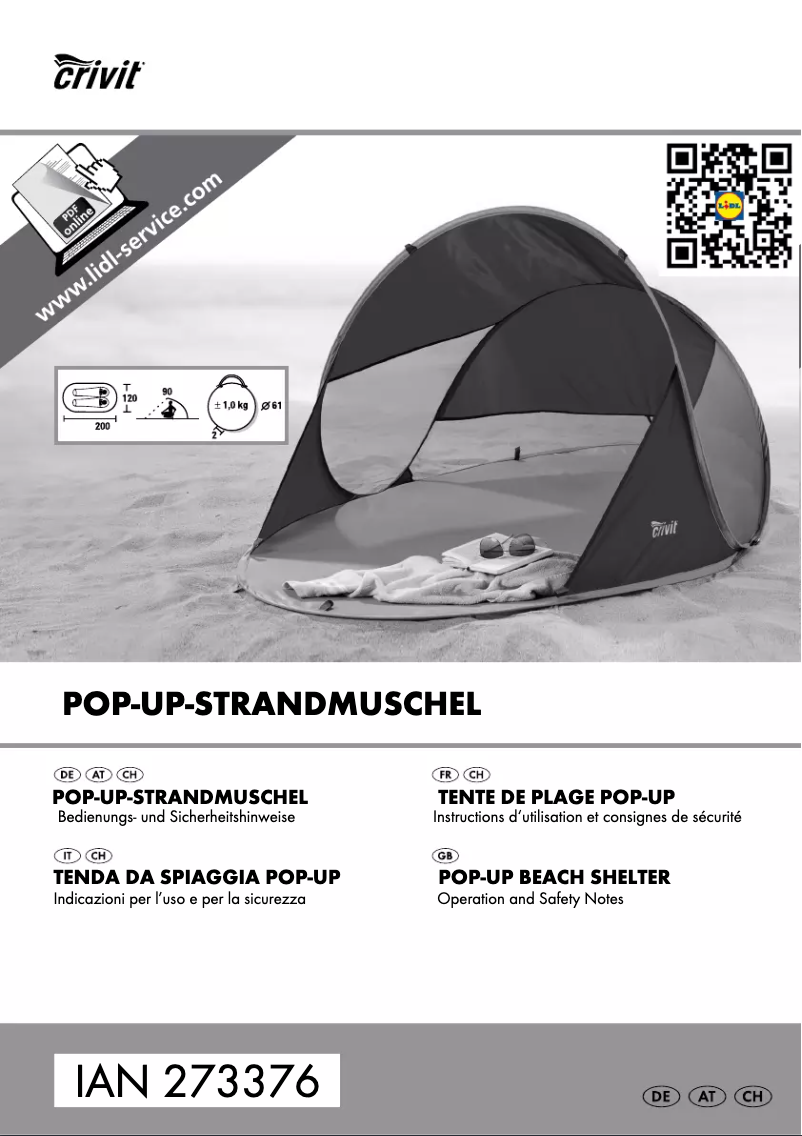 Page 1 de la notice Manuel utilisateur Crivit IAN 273376