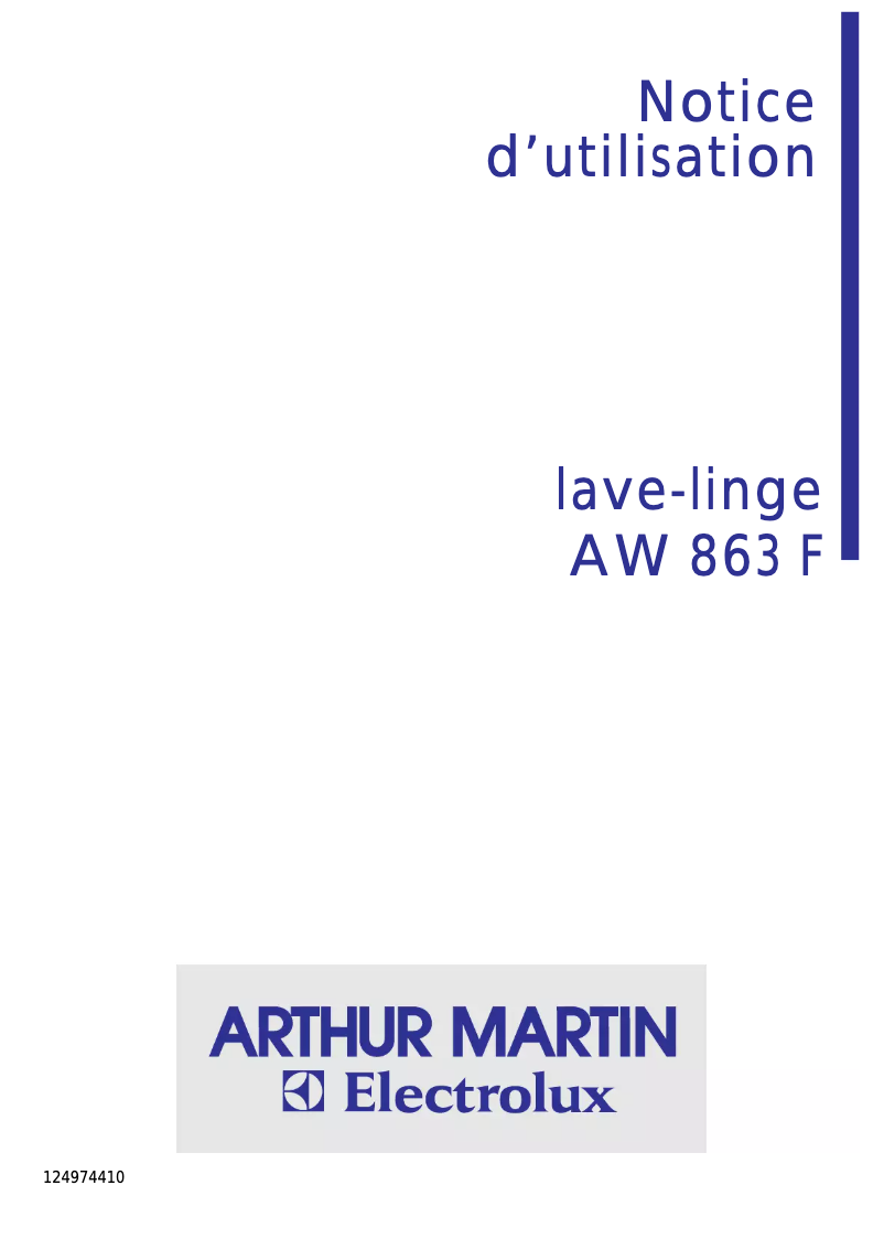 Image de la première page du manuel de l'appareil AW 863 F
