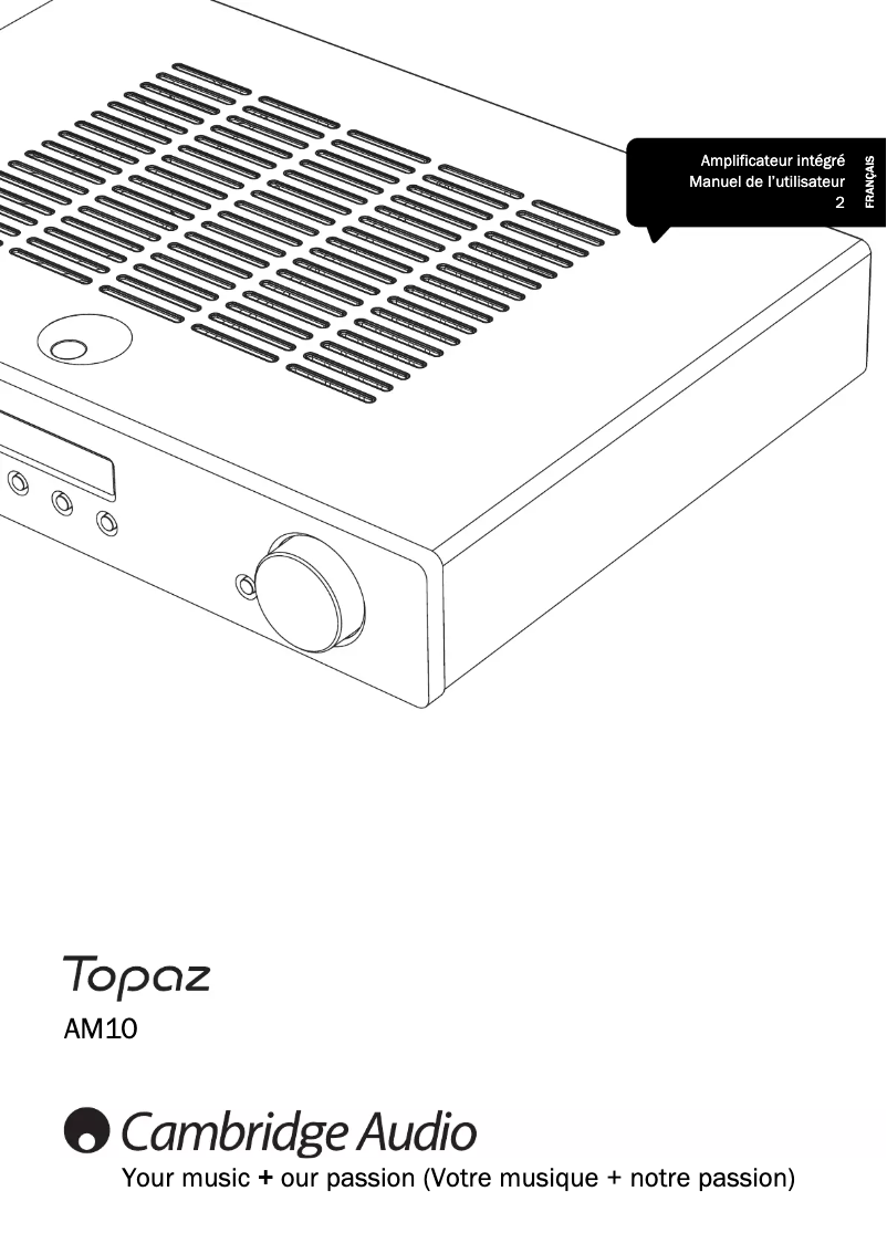 Page 1 de la notice Manuel utilisateur Cambridge Topaz AM10