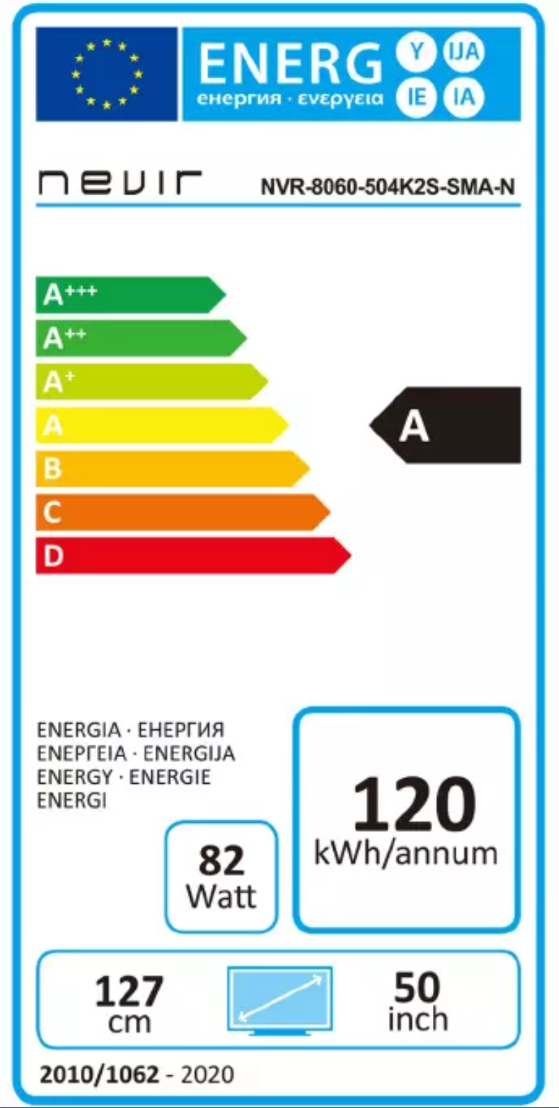 Page n°1 - Label énergétique Nevir NVR-8060-504K2S-SMA-N