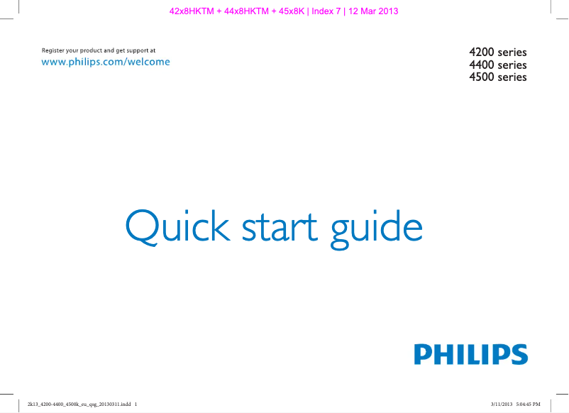 Page 1 de la notice Guide de démarrage rapide Philips 32PFL4208K