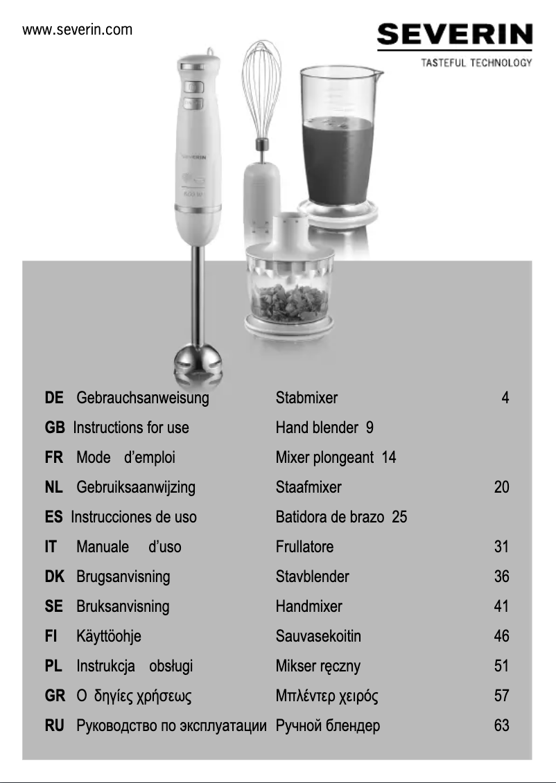 Page 1 de la notice Manuel utilisateur Severin SM 3798