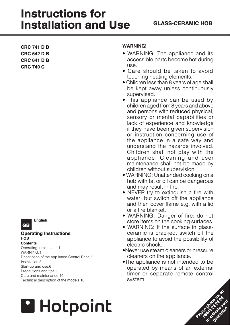 Image de la première page du manuel de l'appareil CRC641DB