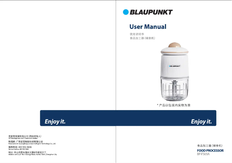 Image de la première page du manuel de l'appareil BP-FS03