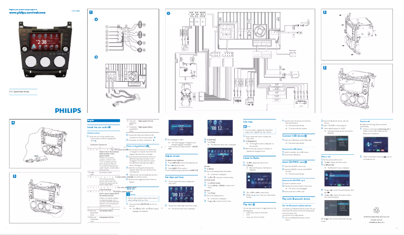Page 1 de la notice Guide de démarrage rapide Philips CID3688